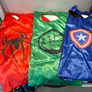 Marvel Characters Kids Capes Reversible Spiderman Hulk Captain America Ironman B